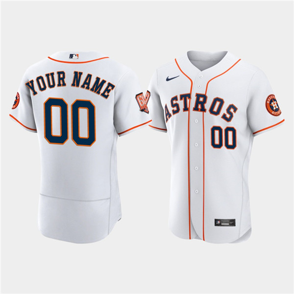 Men's Houston Astros Customized 60th Anniversary White Stitched Baseball Jersey Men's Houston Astros Customized 60th Anniversary White Stitched Baseball Jersey